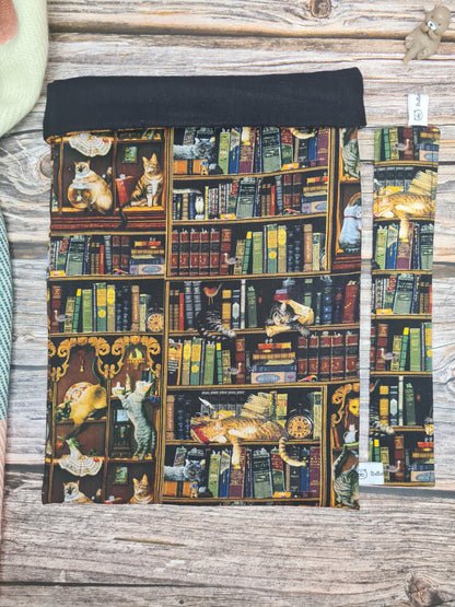 Pochette à livre - Chat bibliothèque vintage