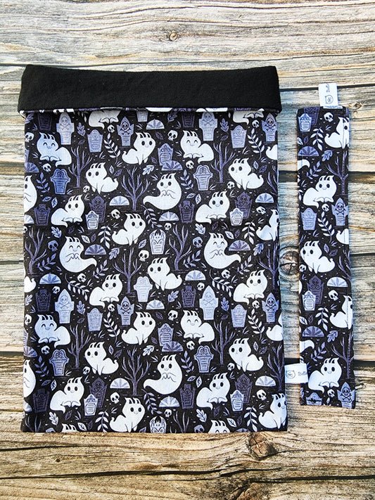 Pochette à livre - Petit chat fantôme.