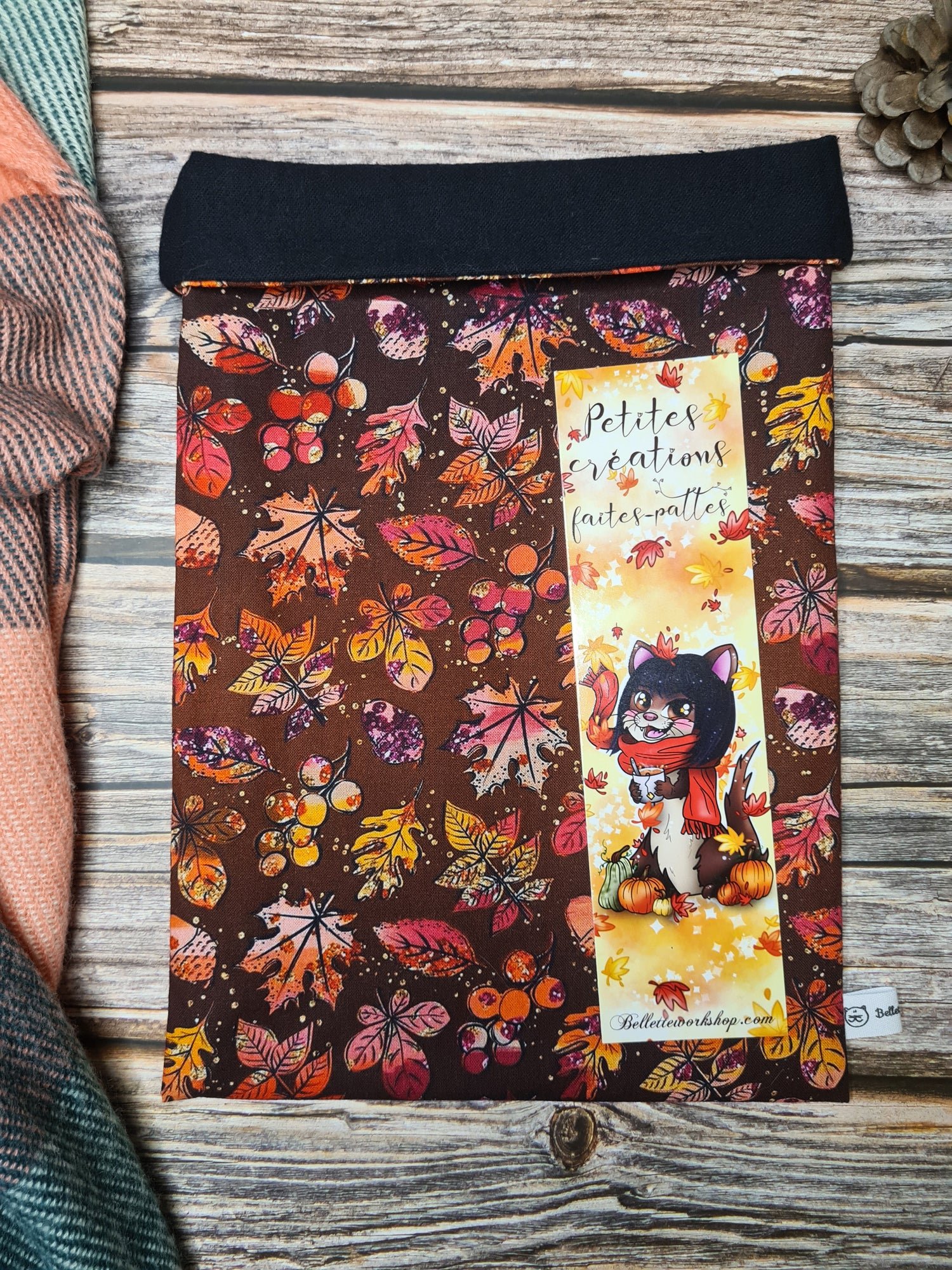 pochette en tissu pour les livres au couleur de l'automne